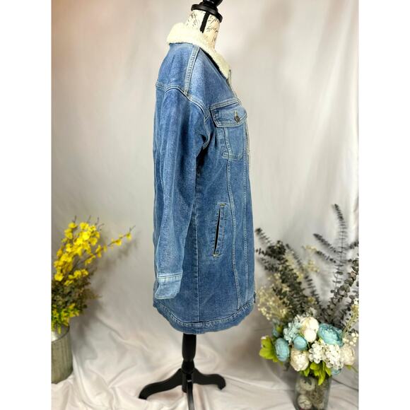 LNDN Landon Denim Sherpa Lined Trench Jacket Medium Wash XS/S - Picture 10 of 16